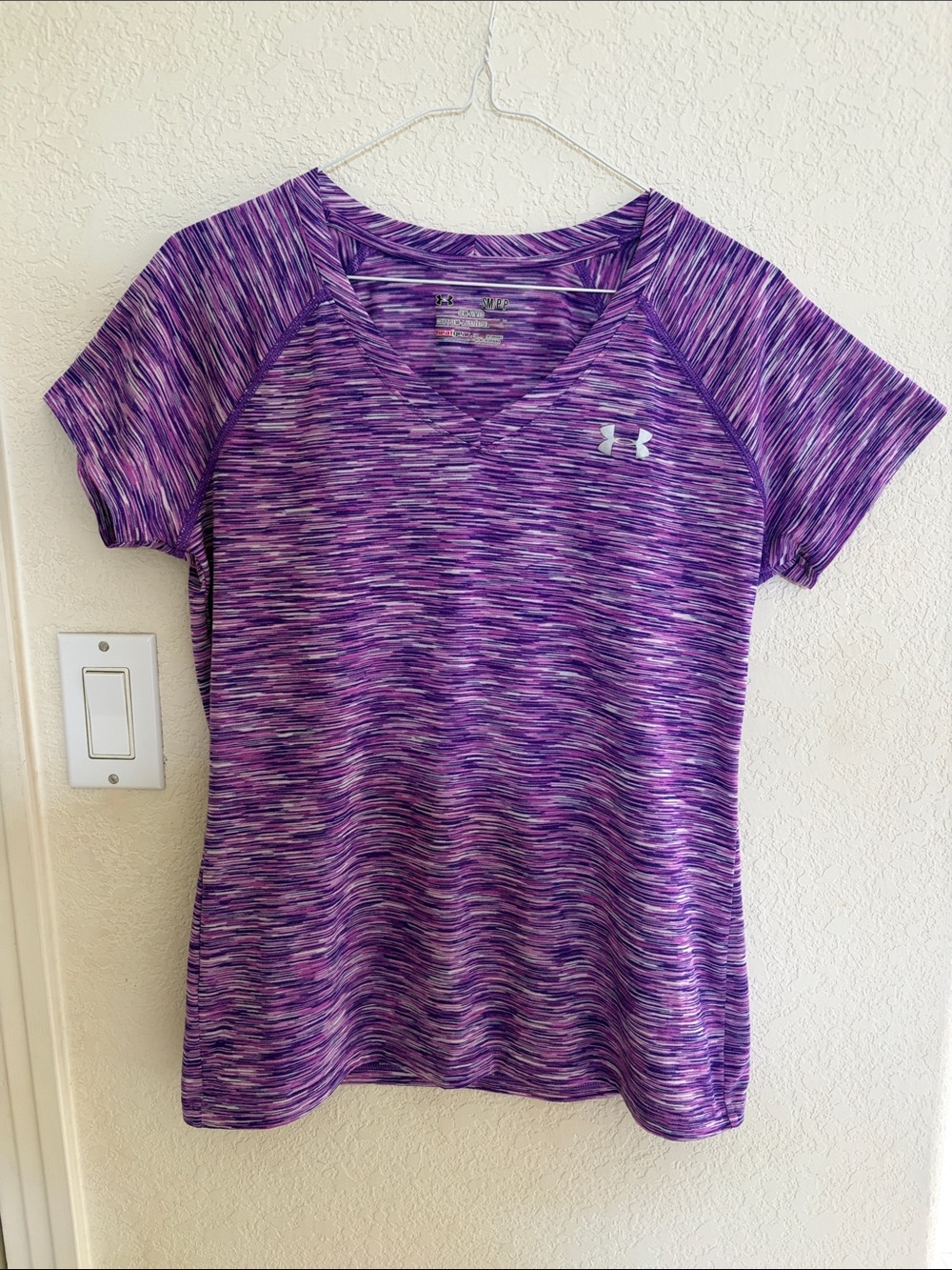 Vintage Under Armour Purple Space-Dye Short Sleeve Performance Tee